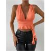 imageSOLY HUX Womens Sexy Deep VNeck Halter Crop Top Summer Beach Vacation Clothes Y2K Trendy Tank Top for Going Out PartySolid Coral Pink