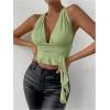 imageSOLY HUX Womens Sexy Deep VNeck Halter Crop Top Summer Beach Vacation Clothes Y2K Trendy Tank Top for Going Out PartySolid Green