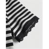 imageSOLY HUX Womens Striped Graphic Lace Trim T Shirts Summer Coquette Short Sleeve Tee Shirt TopBlack Grey Striped
