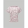 imageSOLY HUX Womens Summer Short Sleeve Y2k Tees Ditsy Floral Lace Bowknot Tshirts Kawaii Crop TopsRed and White