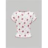 imageSOLY HUX Womens Summer Short Sleeve Y2k Tees Ditsy Floral Lace Bowknot Tshirts Kawaii Crop TopsWhite Strawberry