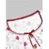 imageSOLY HUX Womens Summer Short Sleeve Y2k Tees Ditsy Floral Lace Bowknot Tshirts Kawaii Crop TopsWhite Strawberry