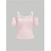 imageSOLY HUX Womens Y2K Coquette Aesthetic Crop Tops Summer Kawaii Clothes Cute Lace Bow Cold Shoulder Graphic TeesPink Graphic