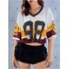 imageSOLY HUX Womens Y2k Blokette Jersey Shirts Oversized Mesh Number Graphic Tees V Neck Half Sleeve Loose T Shirt TopsMulticoloured Letter