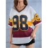 imageSOLY HUX Womens Y2k Blokette Jersey Shirts Oversized Mesh Number Graphic Tees V Neck Half Sleeve Loose T Shirt TopsMulticoloured Letter