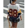 imageSOLY HUX Womens Y2k Blokette Jersey Shirts Oversized Mesh Number Graphic Tees V Neck Half Sleeve Loose T Shirt TopsRed Letter