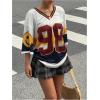 imageSOLY HUX Womens Y2k Blokette Jersey Shirts Oversized Mesh Number Graphic Tees V Neck Half Sleeve Loose T Shirt TopsRed Letter