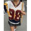 imageSOLY HUX Womens Y2k Blokette Jersey Shirts Oversized Mesh Number Graphic Tees V Neck Half Sleeve Loose T Shirt TopsRed Letter