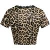 imageSOLY HUX Womens Y2k Lace Leopard Print Tee Crop Tops Deep V Neck Tie Front Short Sleeve T ShirtBrown