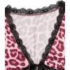 imageSOLY HUX Womens Y2k Lace Leopard Print Tee Crop Tops Deep V Neck Tie Front Short Sleeve T ShirtHot Pink