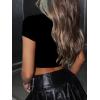 imageSOLY HUX Womens Y2k Lace Leopard Print Tee Crop Tops Deep V Neck Tie Front Short Sleeve T ShirtPlain Black