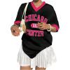 imageSOLY HUX Jersey Shirts for Women Y2k Oversized T Shirt Striped Number Graphic Tees V Neck Half Sleeve Streetwear TopsBlack Letter Print