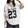 imageSOLY HUX Jersey Shirts for Women Y2k Oversized T Shirt Striped Number Graphic Tees V Neck Half Sleeve Streetwear TopsMulticoloured Letter