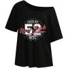 imageSOLY HUX Womens Number Graphic Tees Letter Print Off The Shoulder Short Sleeve Loose T Shirt TopsBlack Letter