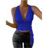 imageSOLY HUX Womens Sexy Deep VNeck Halter Crop Top Summer Beach Vacation Clothes Y2K Trendy Tank Top for Going Out PartyRoyal Blue
