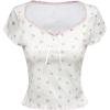 imageSOLY HUX Womens Summer Short Sleeve Y2k Tees Ditsy Floral Lace Bowknot Tshirts Kawaii Crop TopsWhite Floral
