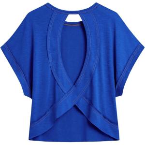 imageSOLY HUX 2024 Open Back Tops for Women Criss Cross Cut Out Tee Backless Casual Short Sleeve Round Neck T ShirtPlain Royal Blue