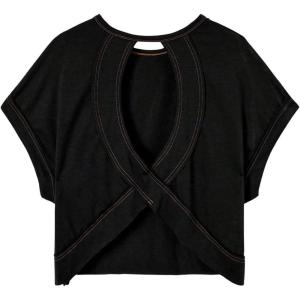 imageSOLY HUX 2024 Open Back Tops for Women Criss Cross Cut Out Tee Backless Casual Short Sleeve Round Neck T ShirtSolid Black