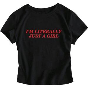 imageSOLY HUX Womens Baby Tees for Women Y2K Graphic Tops Letter Print Short Sleeve Crop Tops 90s TShirt Vintage OutfitBlack Letter