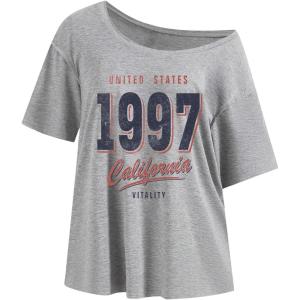 imageSOLY HUX Womens Number Graphic Tees Letter Print Off The Shoulder Short Sleeve Loose T Shirt TopsGrey Letter Print