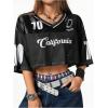 imageSOLY HUX Jersey Shirts for Women Y2k Crop Tops Streetwear Sportswear Short Sleeve TShirt Cute Football Jersey TopBlack Printed