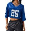 imageSOLY HUX Jersey Shirts for Women Y2k Crop Tops Streetwear Sportswear Short Sleeve TShirt Cute Football Jersey TopBlue Graphic