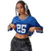 imageSOLY HUX Jersey Shirts for Women Y2k Crop Tops Streetwear Sportswear Short Sleeve TShirt Cute Football Jersey TopBlue Graphic