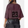 imageSOLY HUX Jersey Shirts for Women Y2k Crop Tops Streetwear Sportswear Short Sleeve TShirt Cute Football Jersey TopBrown Letter