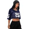 imageSOLY HUX Jersey Shirts for Women Y2k Crop Tops Streetwear Sportswear Short Sleeve TShirt Cute Football Jersey TopDark Blue