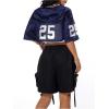 imageSOLY HUX Jersey Shirts for Women Y2k Crop Tops Streetwear Sportswear Short Sleeve TShirt Cute Football Jersey TopDark Blue 25