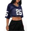 imageSOLY HUX Jersey Shirts for Women Y2k Crop Tops Streetwear Sportswear Short Sleeve TShirt Cute Football Jersey TopDark Blue 25