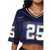 imageSOLY HUX Jersey Shirts for Women Y2k Crop Tops Streetwear Sportswear Short Sleeve TShirt Cute Football Jersey TopDark Blue 25
