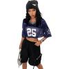 imageSOLY HUX Jersey Shirts for Women Y2k Crop Tops Streetwear Sportswear Short Sleeve TShirt Cute Football Jersey TopDark Blue