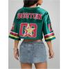 imageSOLY HUX Jersey Shirts for Women Y2k Crop Tops Streetwear Sportswear Short Sleeve TShirt Cute Football Jersey TopDark Green Printed