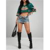 imageSOLY HUX Jersey Shirts for Women Y2k Crop Tops Streetwear Sportswear Short Sleeve TShirt Cute Football Jersey TopDark Green Printed