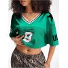 imageSOLY HUX Jersey Shirts for Women Y2k Crop Tops Streetwear Sportswear Short Sleeve TShirt Cute Football Jersey TopGreen 9