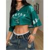 imageSOLY HUX Jersey Shirts for Women Y2k Crop Tops Streetwear Sportswear Short Sleeve TShirt Cute Football Jersey TopGreen Eagle