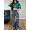 imageSOLY HUX Jersey Shirts for Women Y2k Crop Tops Streetwear Sportswear Short Sleeve TShirt Cute Football Jersey TopGreen Eagle