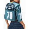 imageSOLY HUX Jersey Shirts for Women Y2k Crop Tops Streetwear Sportswear Short Sleeve TShirt Cute Football Jersey TopGreen Graphic