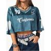 imageSOLY HUX Jersey Shirts for Women Y2k Crop Tops Streetwear Sportswear Short Sleeve TShirt Cute Football Jersey TopGreen Graphic