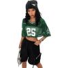imageSOLY HUX Jersey Shirts for Women Y2k Crop Tops Streetwear Sportswear Short Sleeve TShirt Cute Football Jersey TopGreen Letter