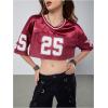 imageSOLY HUX Jersey Shirts for Women Y2k Crop Tops Streetwear Sportswear Short Sleeve TShirt Cute Football Jersey TopHot Pink 25