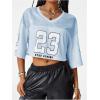 imageSOLY HUX Jersey Shirts for Women Y2k Crop Tops Streetwear Sportswear Short Sleeve TShirt Cute Football Jersey TopLight Blue 23