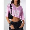 imageSOLY HUX Jersey Shirts for Women Y2k Crop Tops Streetwear Sportswear Short Sleeve TShirt Cute Football Jersey TopLight Pink