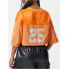 imageSOLY HUX Jersey Shirts for Women Y2k Crop Tops Streetwear Sportswear Short Sleeve TShirt Cute Football Jersey TopOrange Letter