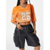 imageSOLY HUX Jersey Shirts for Women Y2k Crop Tops Streetwear Sportswear Short Sleeve TShirt Cute Football Jersey TopOrange Letter
