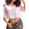 imageSOLY HUX Jersey Shirts for Women Y2k Crop Tops Streetwear Sportswear Short Sleeve TShirt Cute Football Jersey TopPink 9