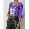 imageSOLY HUX Jersey Shirts for Women Y2k Crop Tops Streetwear Sportswear Short Sleeve TShirt Cute Football Jersey TopPurple 23