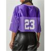 imageSOLY HUX Jersey Shirts for Women Y2k Crop Tops Streetwear Sportswear Short Sleeve TShirt Cute Football Jersey TopPurple 23
