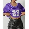 imageSOLY HUX Jersey Shirts for Women Y2k Crop Tops Streetwear Sportswear Short Sleeve TShirt Cute Football Jersey TopPurple 23
